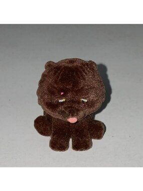 Brown Puppy Dog Flocked Seated Brown Figure Toy Pretend Play Kids